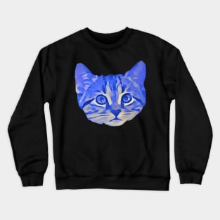 Kitty Face Blue Crewneck Sweatshirt